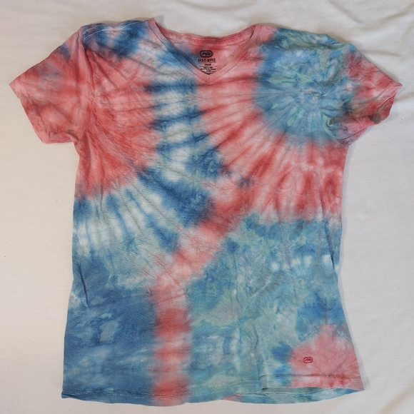 Ecko Unltd Pink Blue Tie Dye Short Sleeve V Neck T-Shirt, Medium - Picture 1 of 9
